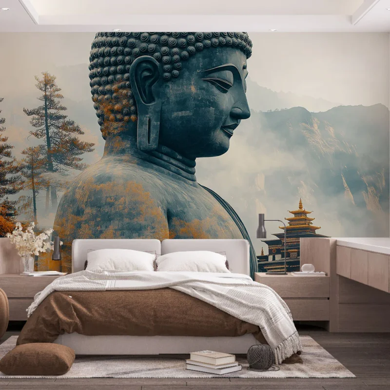 Papier peint Bouddha Papier peint majestueuse entourée de nature serene Promotion