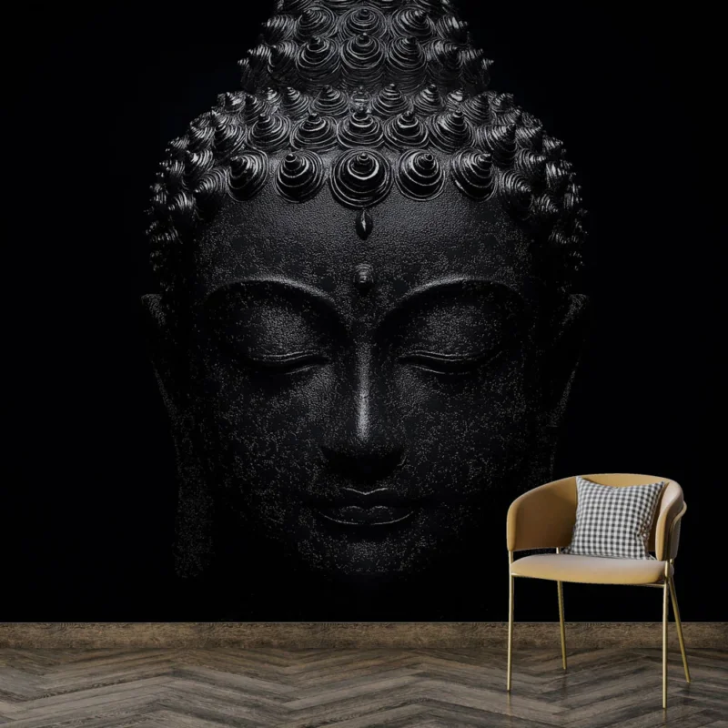 Papier peint Bouddha noir Tête de Bouddha en résine avec détails raffinés Seulement Aujourd'hui