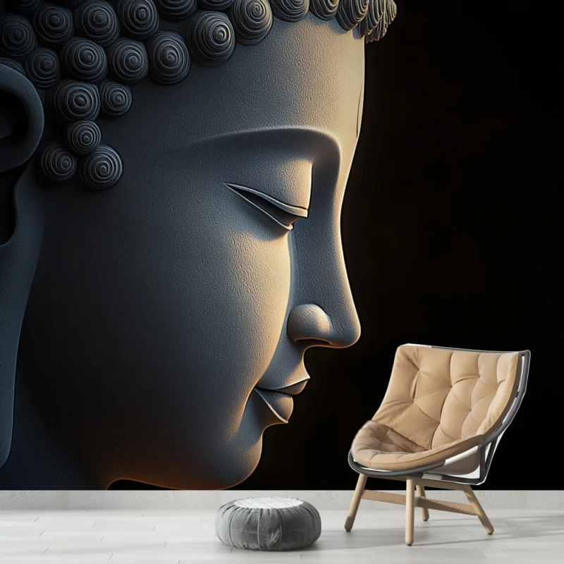Offre Limitée Papier peint bouddha Visage d‘un bouddha stylisé en lumière douce