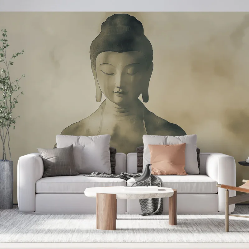 Papier peint bouddha Silhouette apaisante de Bouddha dans un nuage éthéré Dernier Modèle