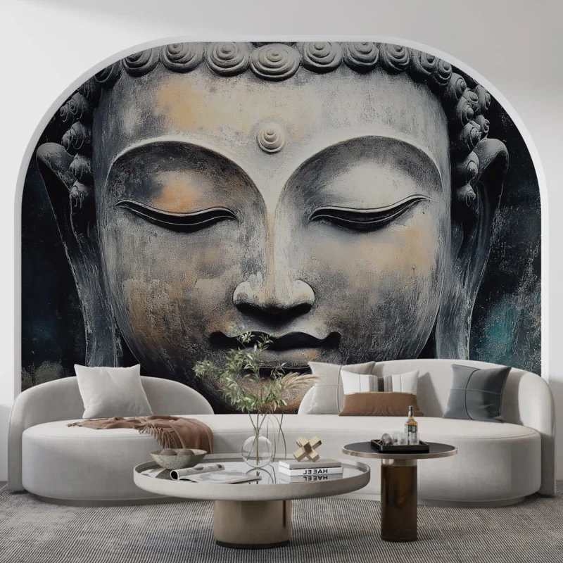 Meilleur Choix Papier peint Bouddha Visage apaisant d‘une statue de Bouddha en détail