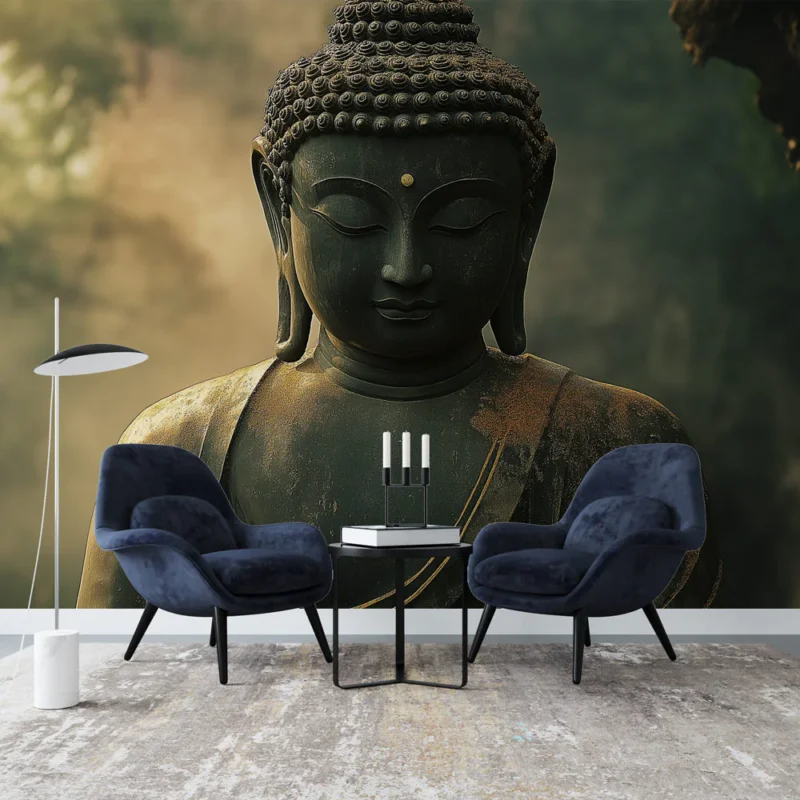 Papier peint Bouddha Papier peint en pierre avec une finition patinée Commander Maintenant