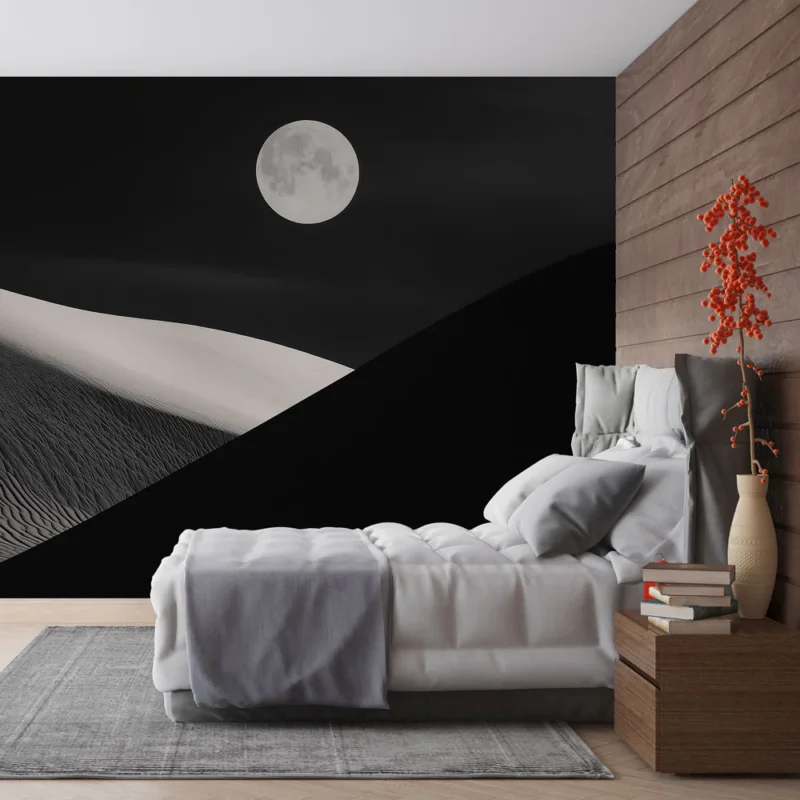 Papier peint désert nocturne Dunes de sable sous la lune pleine Solde