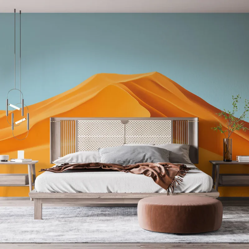 Nouvelle Collection Papier peint dunes de sable Des vagues de sable orange sous un ciel bleu
