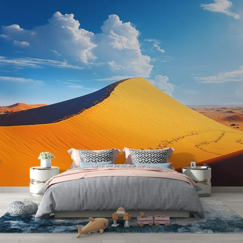Authentique Papier peint désert Dunes dorées sous un ciel bleu éclatant