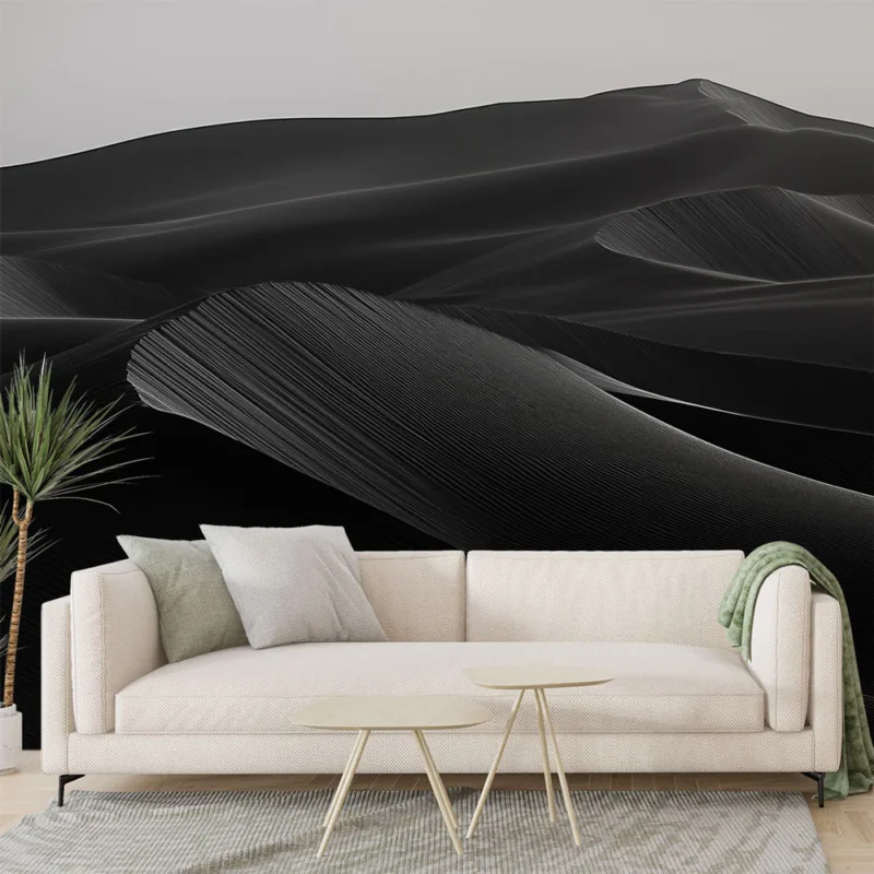 Papier peint dunes noires Textures de dunes en noir et blanc Certifié