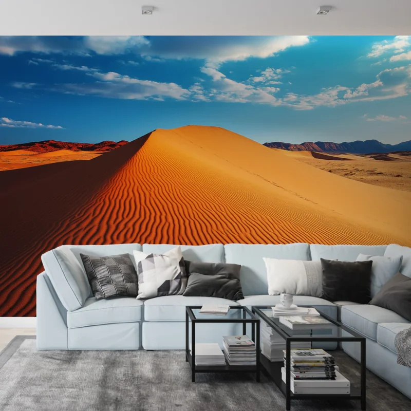 Offre Limitée Papier peint désert Dunes de sable dorées sous un ciel bleu