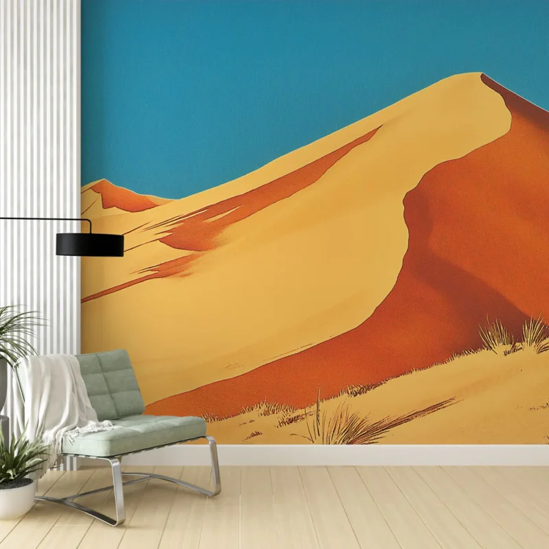 Papier peint désert Dunes de sable aux teintes chaudes et ciel bleu éclatant Vente Directe