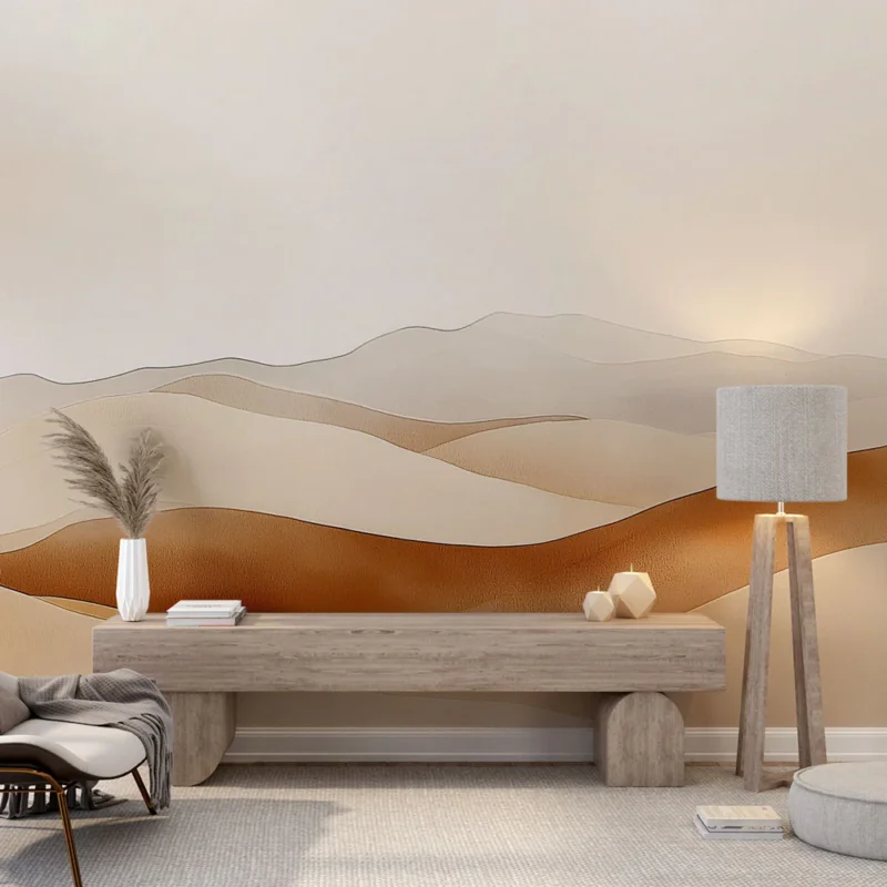 Papier peint dunes Motifs de dunes en dégradé de beiges et bruns Offre Spéciale