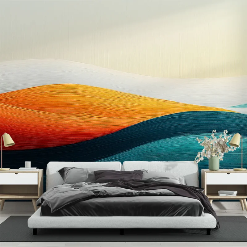 Bon Plan Papier peint feu Motifs abstraits aux teintes chaudes et froides