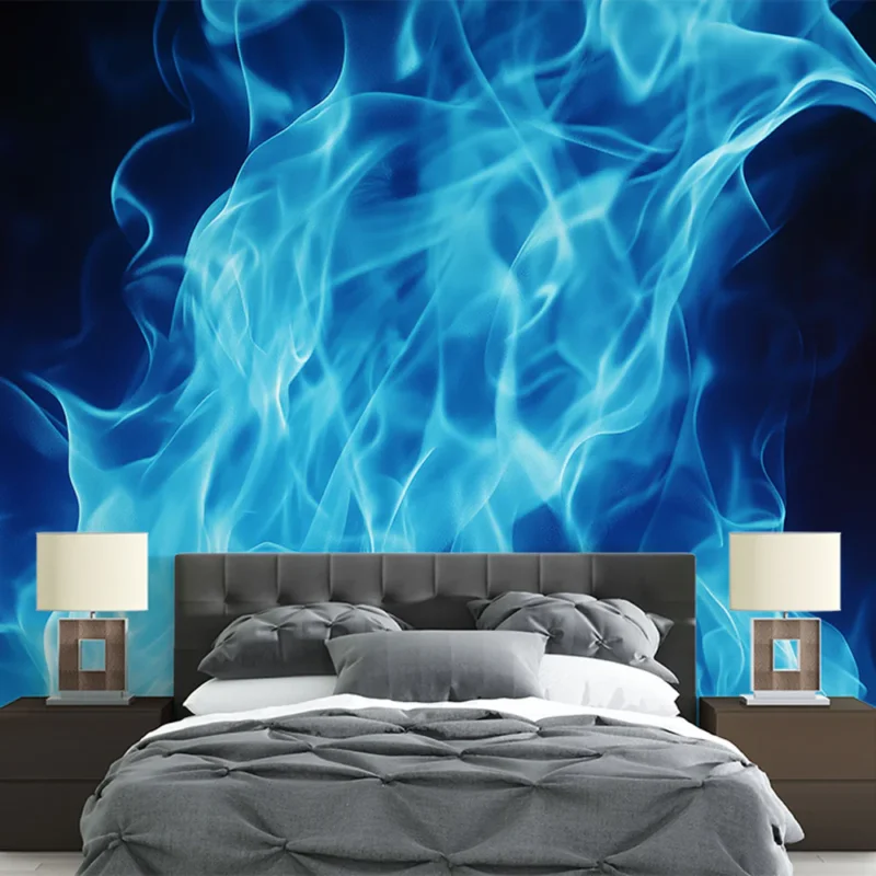 Commander Vite Papier peint flamme bleue Motif abstrait de feu stylisé en turquoise