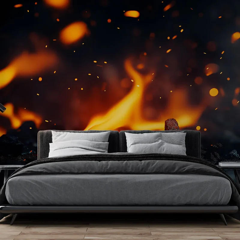 Papier peint flammes Effet de braises et feux crépitants Expédition Rapide