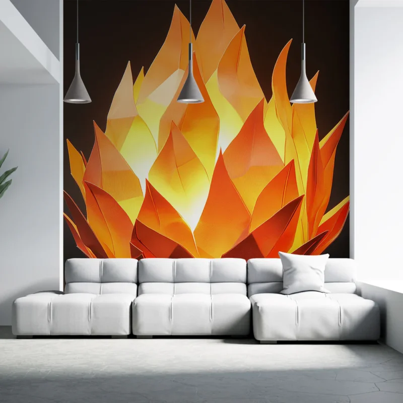 Paiement Sécurisé Papier peint flamme Design moderne en forme de feu avec éclairage chaleureux