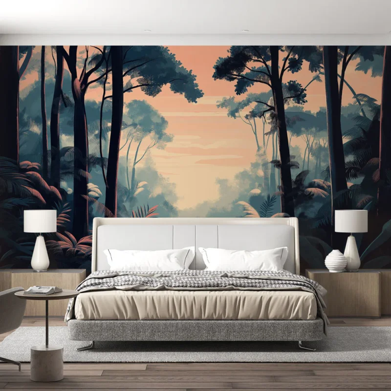Papier peint jungle Paysage tropical avec feuillage luxuriant Produit De Marque