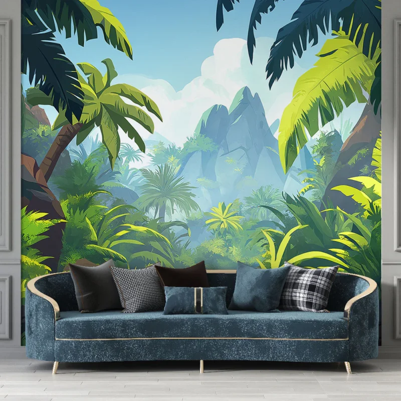 Papier peint jungle Chemin lumineux au cœur d‘une végétation luxuriante Usine Directe