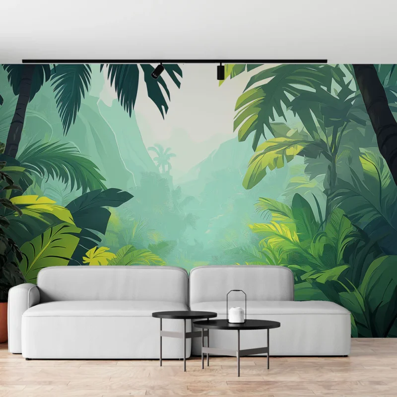 Papier peint jungle Décor naturel avec feuillage luxuriant et ambiance apaisante Prix Cassé