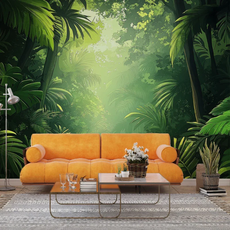 Papier peint jungle Chemin lumineux au cœur de la jungle Acheter Direct