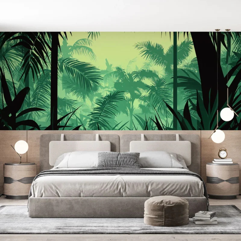 Nouveauté Papier peint jungle Végétation dense à la lumière apaisante