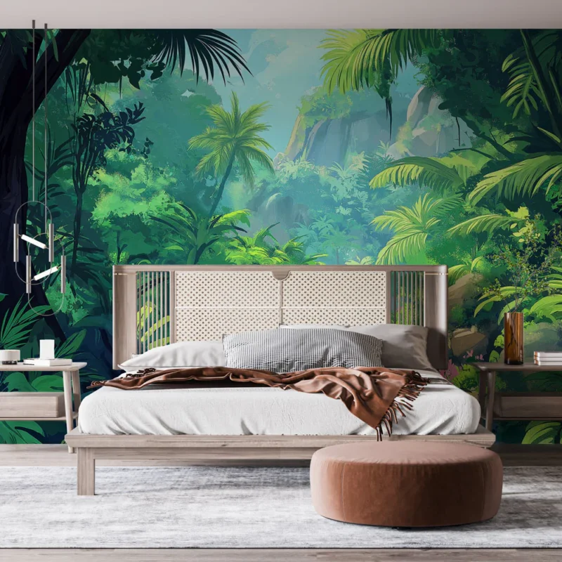 Papier peint jungle Une scène vibrante de végétation tropicale luxuriante Satisfait Ou Remboursé