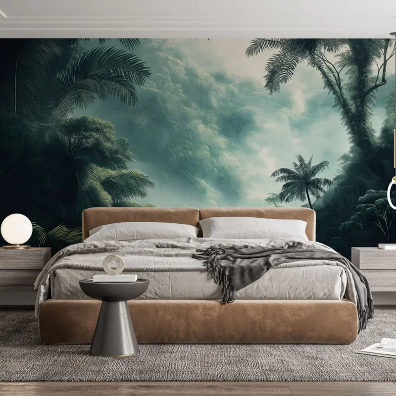 Papier peint jungle Un paysage de jungle luxuriant et brumeux Achat Immédiat