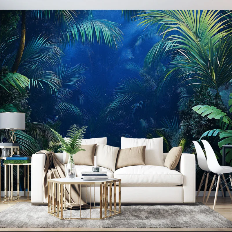 Papier peint jungle Somptueux feuillage tropical sous un éclairage mystérieux Acheter Direct