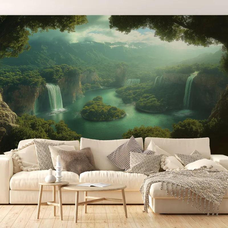 Papier peint forêt Cascades majestueuses et rivères turquoise Must-Have