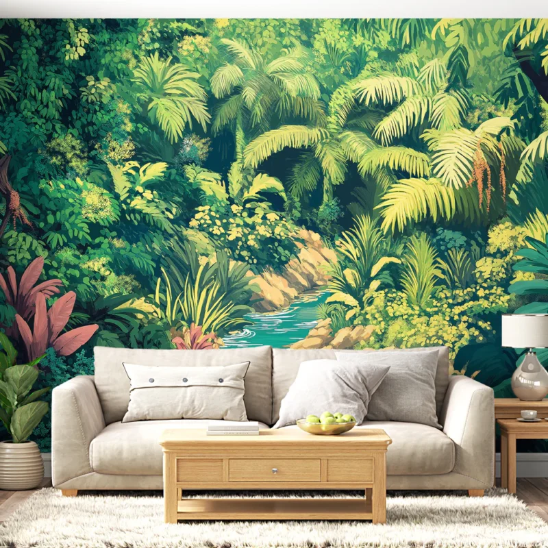 Papier peint jungle Un motif luxuriant de verdure et d‘eau douce Marque
