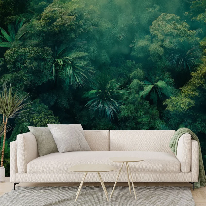 Acheter En Ligne Papier peint jungle verte Une forêt luxuriante et mystérieuse