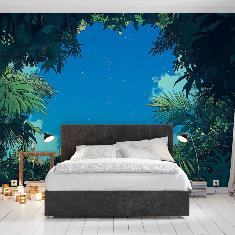 Commander Maintenant Papier peint jungle Plafond d‘une jungle illuminée par le ciel bleu