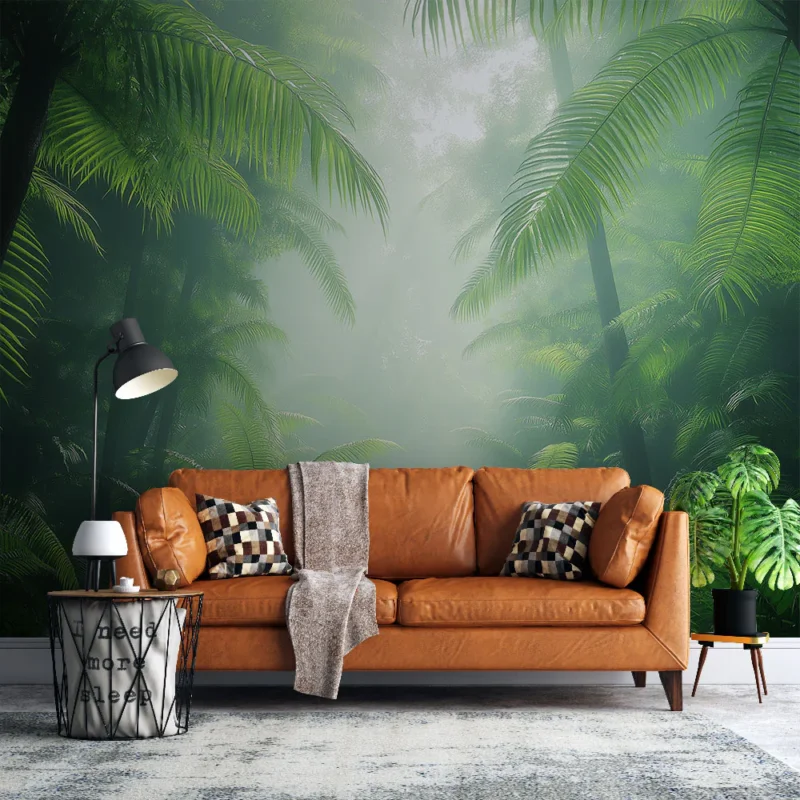 Commande En Gros Papier peint forêt tropicale Plantes luxuriantes et lumière douce