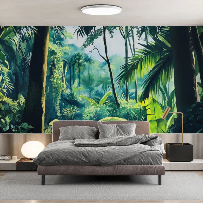 Papier peint jungle Décor vibrant d‘une forêt tropicale luxuriante Retour Gratuit