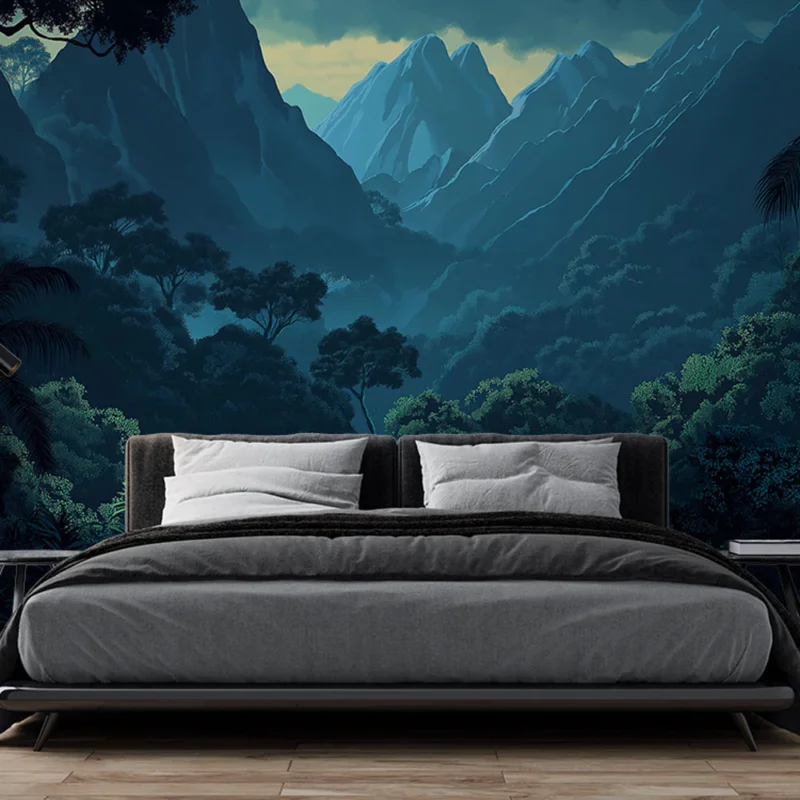 Papier peint jungle Paysage tropical et montagnes majestueuses Remise