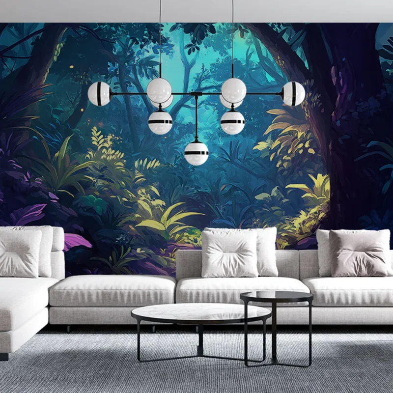 Papier peint jungle enchantée Chemin lumineux au cœur d‘une forêt tropicale Commander Maintenant