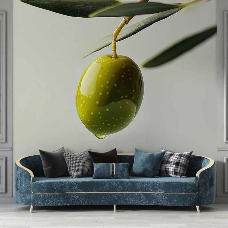 Bon Plan Papier peint olivier Illustrations réalistes d‘olives vertes suspendues