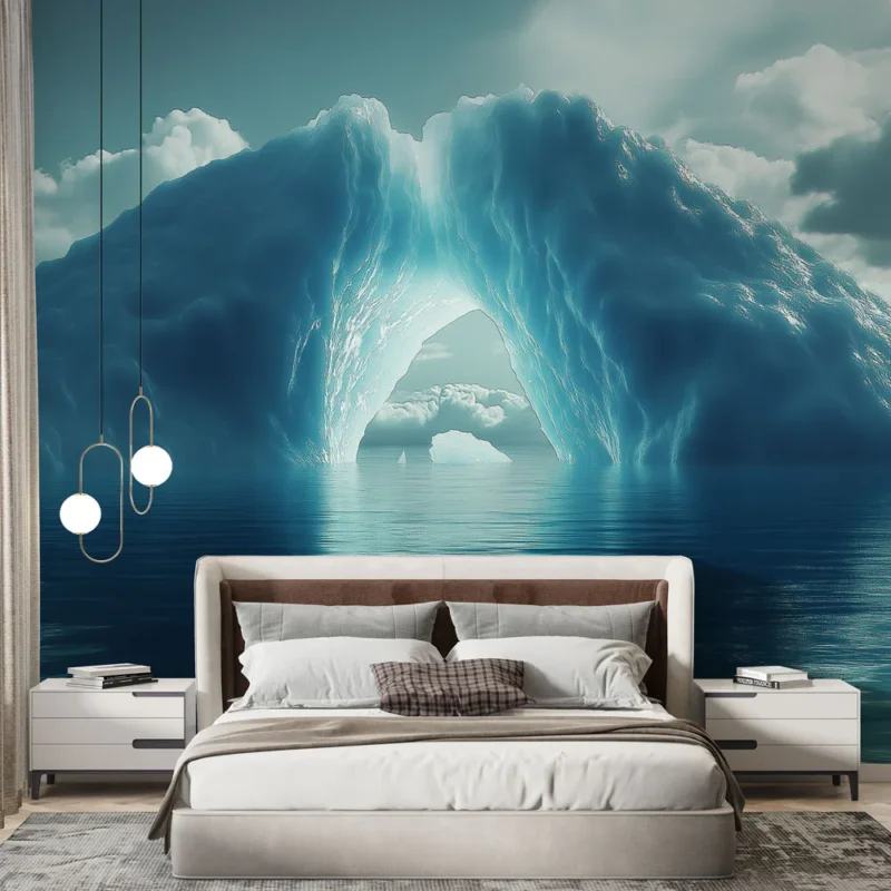 Papier peint iceberg Paysage d‘iceberg avec un passage lumineux Achat Immédiat