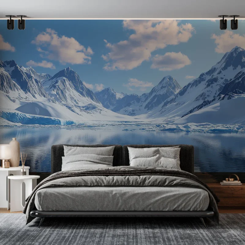 Nouveauté Papier peint paysage alpin Vue glaciale sur des montagnes majestueuses et un lac tranquille