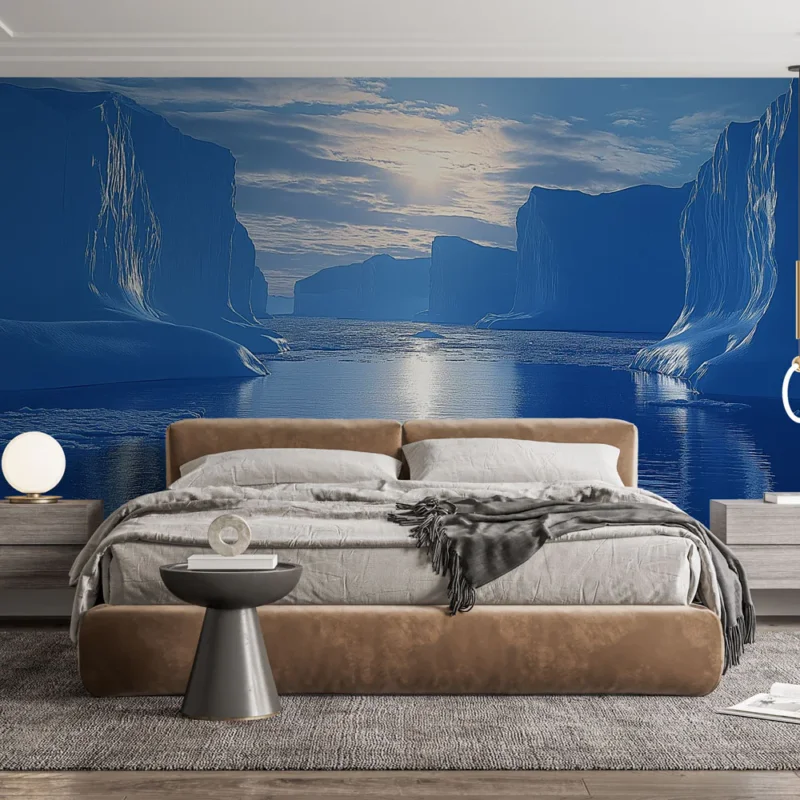 Papier peint glacier Paysage de glaciers bleus et ciel brillant Vente Flash