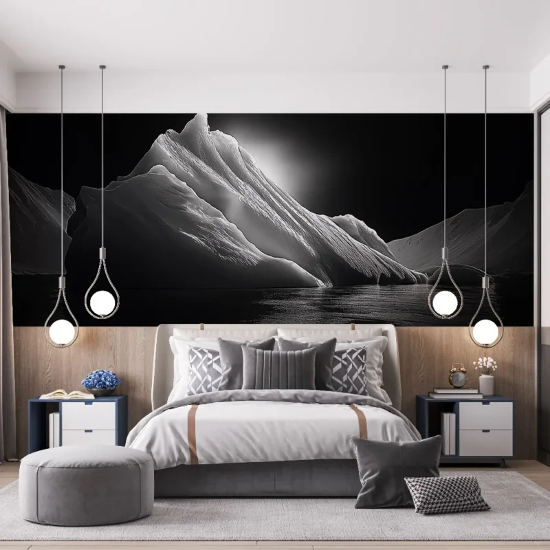 Nouvelle Collection Papier peint iceberg monochrome Un majestueux iceberg lumineux dans un décor sombre