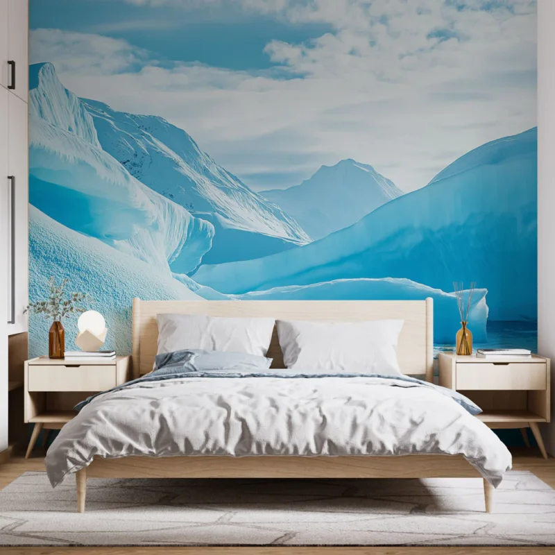 Papier peint glacier Paysage glaciaire aux teintes bleues apaisantes Solde