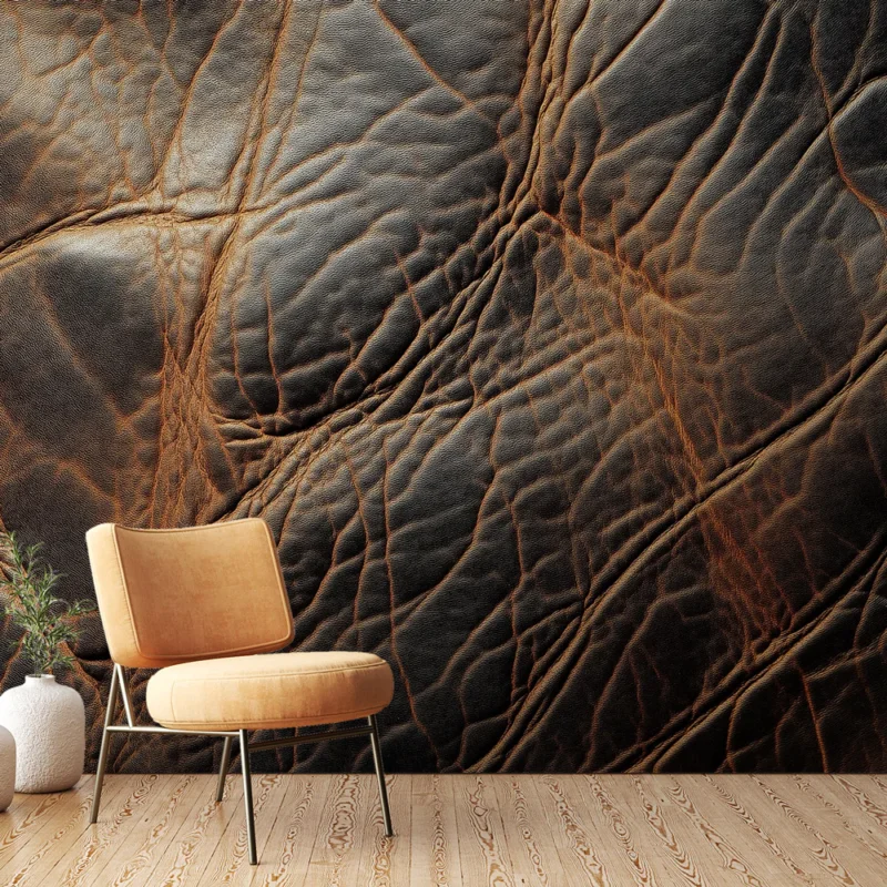 Papier peint cuir Texture riche de cuir vieilli en nuances marron Dernier Modèle