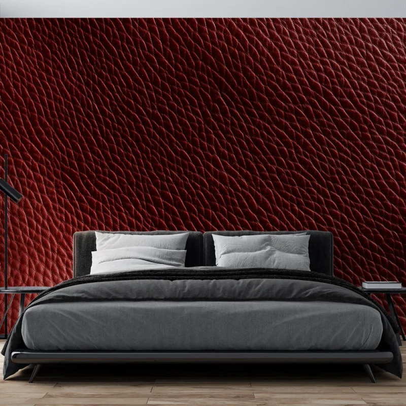 Papier peint cuir brillant rouge Peau de cuir texturée pour une élégance unique Livraison Express