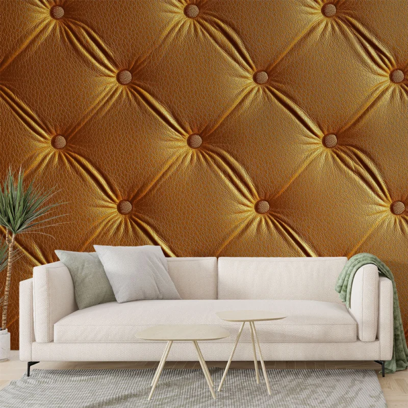 Papier peint cuir texturé Motif en relief doré et élégant Nouvel Arrivage