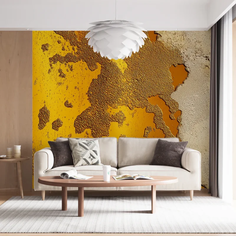 Commande En Gros Papier peint texture rouille Motif vibrant de métaux oxydés avec des nuances dorées et brunes