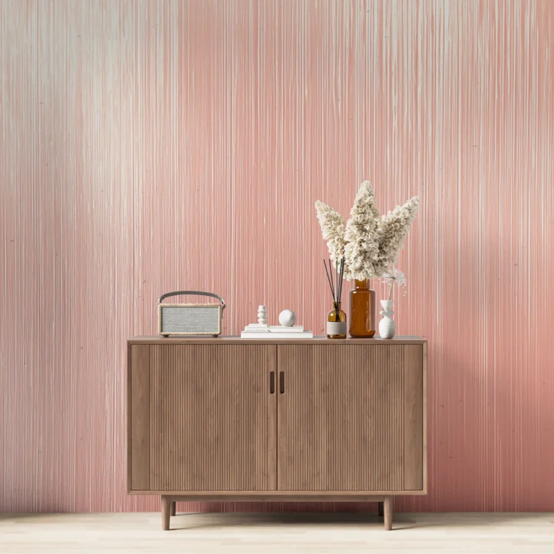 Papier peint effet métallisé Dégradé rose avec texture linéaire Bon Plan