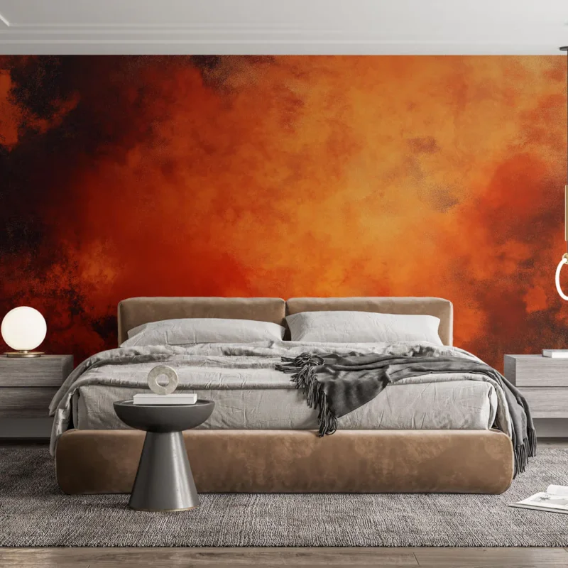 Papier peint cuivre Motif abstrait aux nuances de rouge et orange Bon Plan