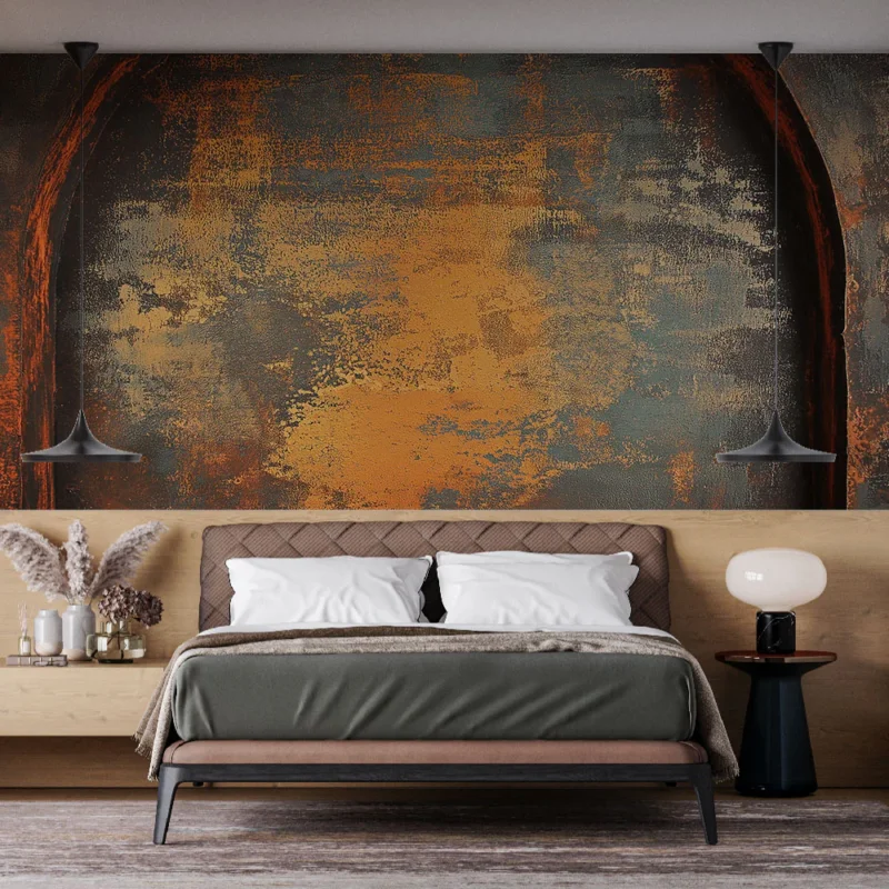 Commande En Gros Papier peint effet rustique Texture métallisée avec nuances chaudes