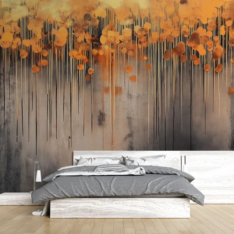 Offre Exclusive Papier peint abstrait Éclat de teintes orangées sur fond texturé