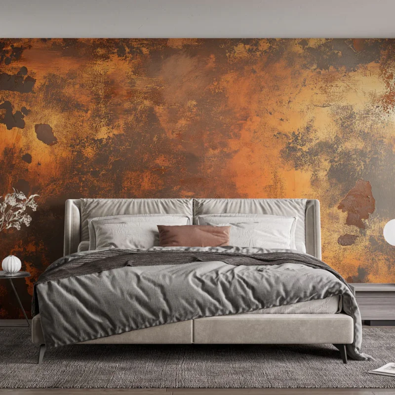 Bon Plan Papier peint métal vieilli Texture rouillée avec nuances d‘orange et de marron