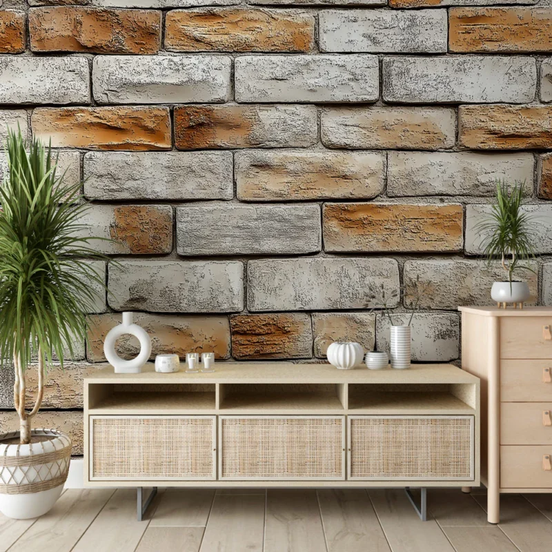Papier peint brique Mur en briques naturelles aux teintes chaudes Achat Immédiat