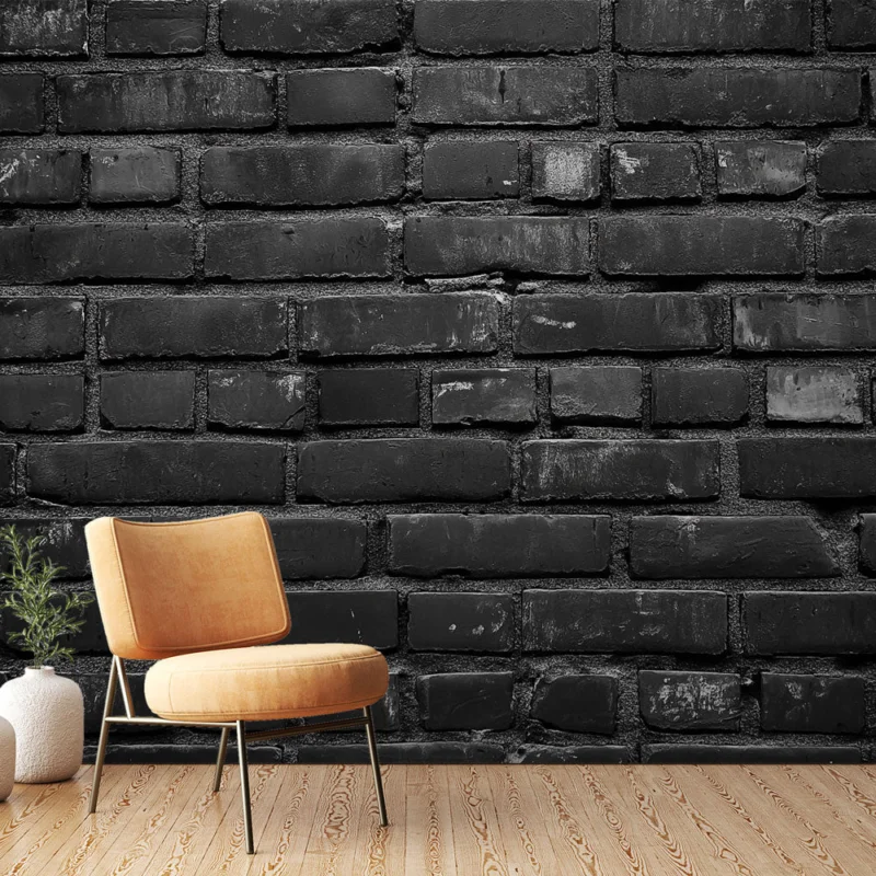 Expédition Rapide Papier peint brique noire Mur en brique patinée pour un style urbain